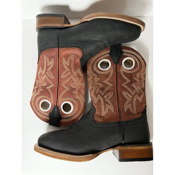 Justin Big News 11” Western Black Red Cowhide Boot Mens Size 7D FN7022 NEW - Picture 10 of 16